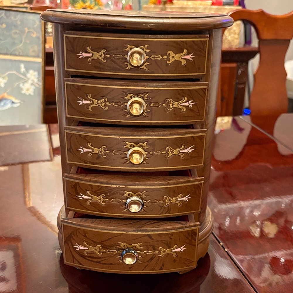 Brown Decorative 5-Drawer Jewelry Organizer